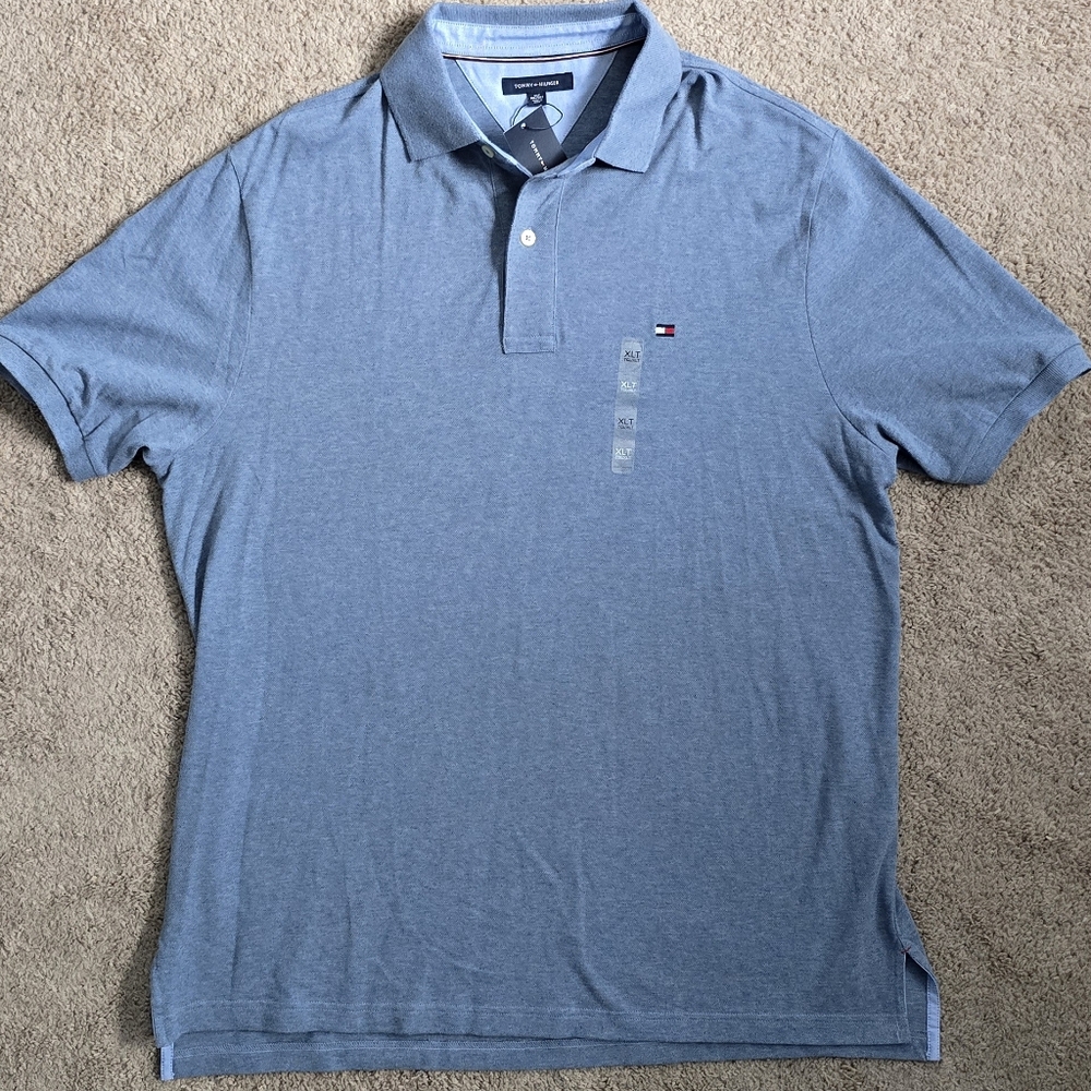 Tommy Hilfiger Blue Polo Casual Preppy Shirt New XL Tall XLT Father's Day